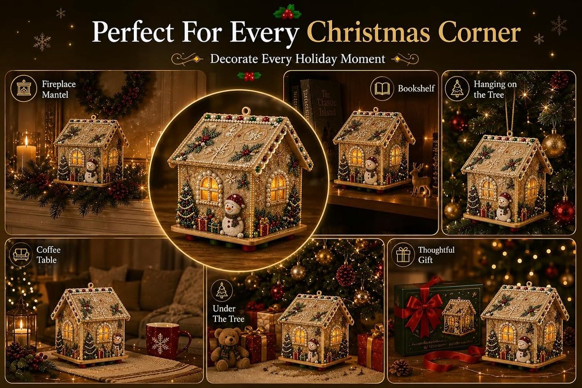 Diamond Painting Kerstmis - 3D houten kerstdorp kersthuis (G) - Diamond Painting Volwassenen - DIY Diamond Painting Kerststad Kerstboomversiering - Schilderen op Nummer - Cadeau – foto 7