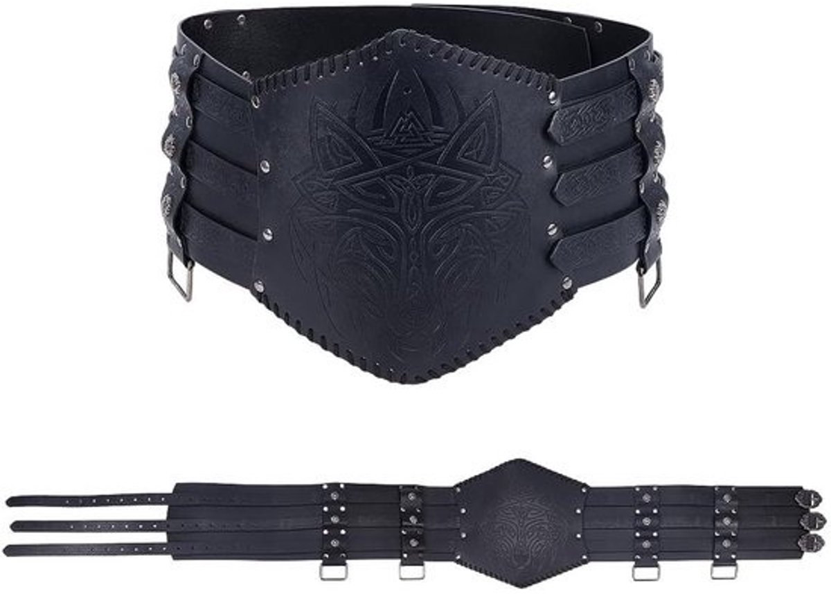 Medieval Viking Brede Leren Ceintuur - Vintage Renaissance Kostuumaccessoire voor LARP, Feestdagen en Cosplay