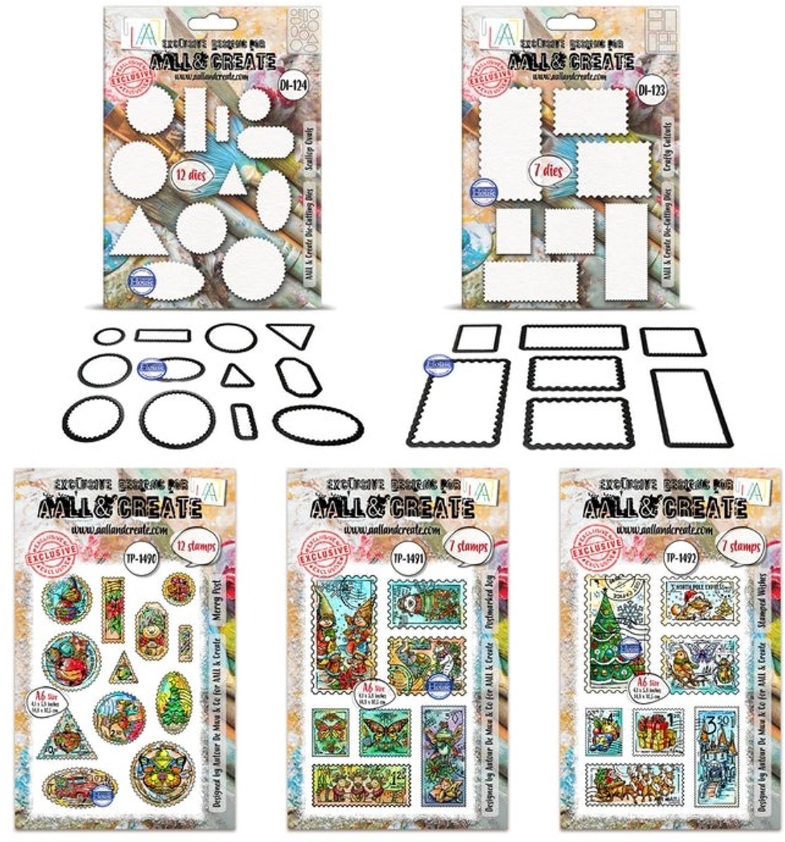 Aall & Create A6 clearstamp & Dies - Postage christmas shapes