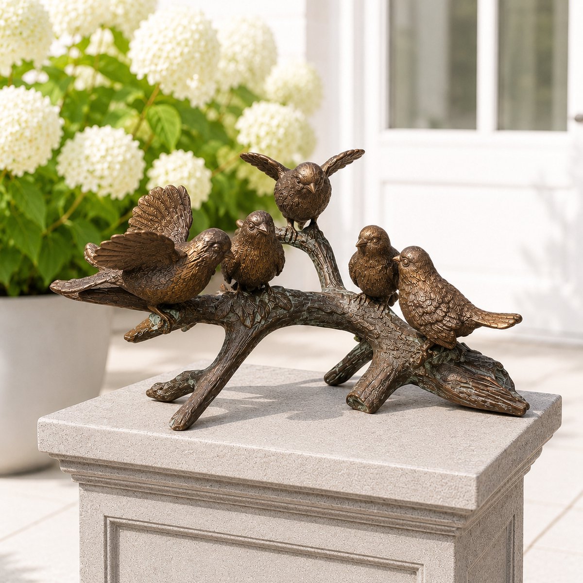 Tuinbeeld brons - beeld Vogels op tak