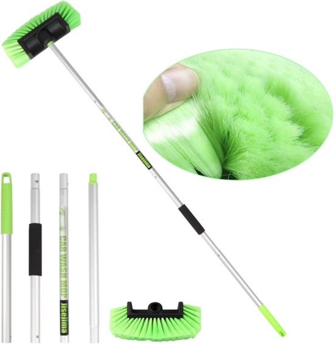 165 cm autowasborstel lange steel zachte varkensharen scrub reiniging mop - hand-held plaatsen uitschuifbare wasborstels - bezem kit voor RV boot truck - SUV caravan zonnepaneel huis siding sweep