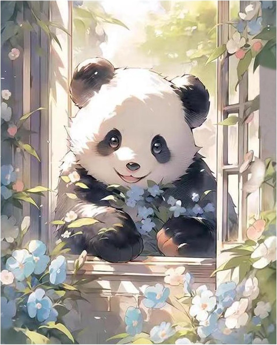 Schilderen op nummer, voor volwassenen, panda, schilderen op nummer, 40 x 50 cm, doe-het-zelf verf op nummer voor - ShopVlot