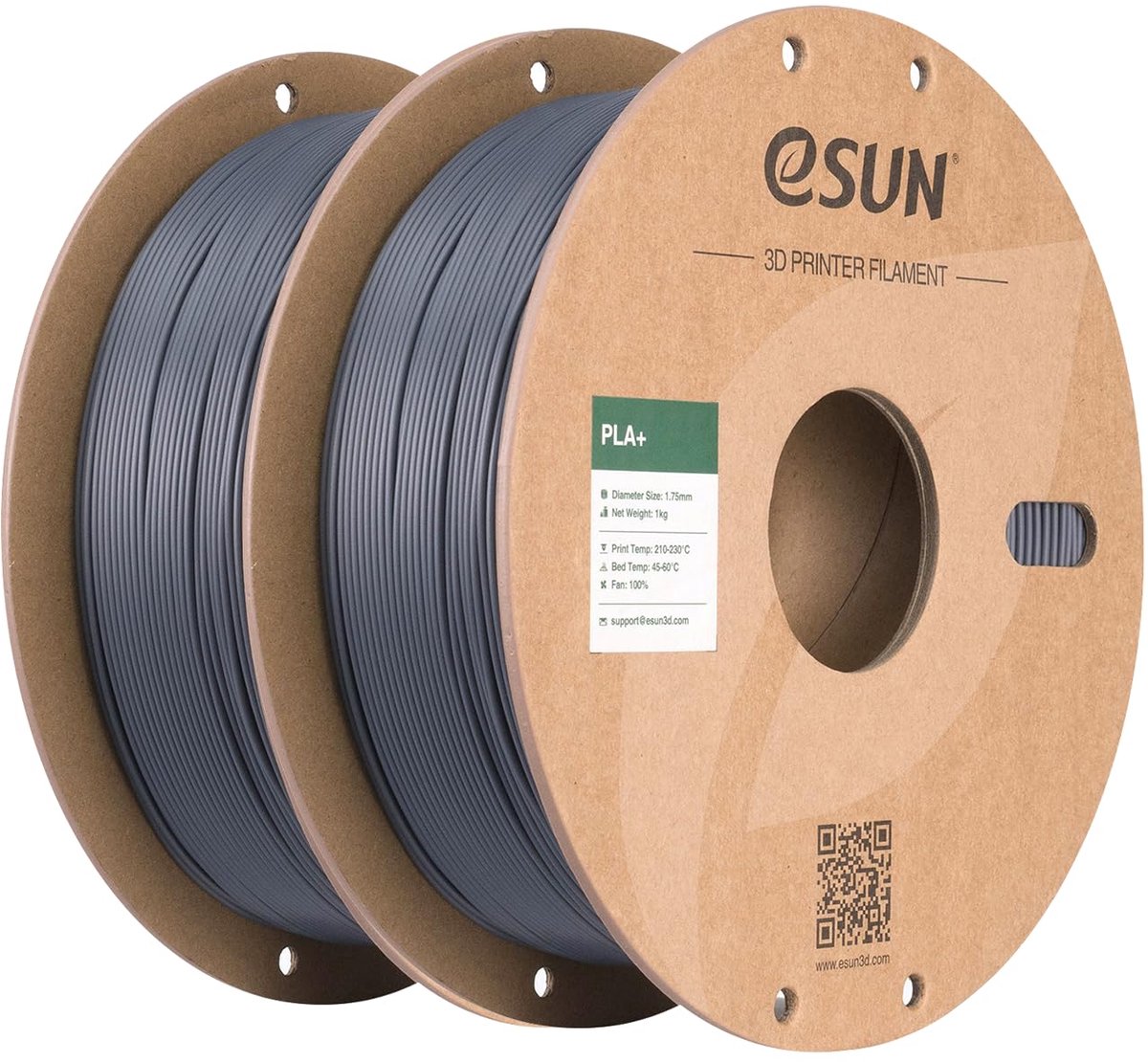 eSUN PLA+ Filament 1.75mm, 3D Printer Filament PLA Plus 2kg Grijs - ShopVlot