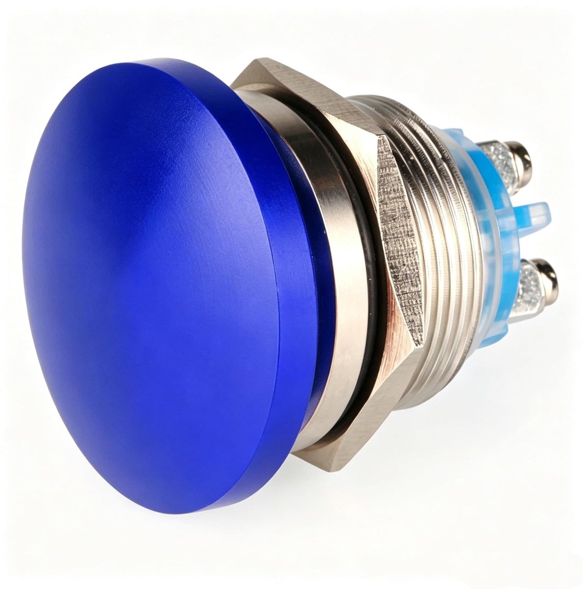 Guuzi 22mm 3V/6V/12V/24V/48V/110V/220V Momentary Push Button Metal Mushroom Head Round Start Button 1No On Off - ShopVlot