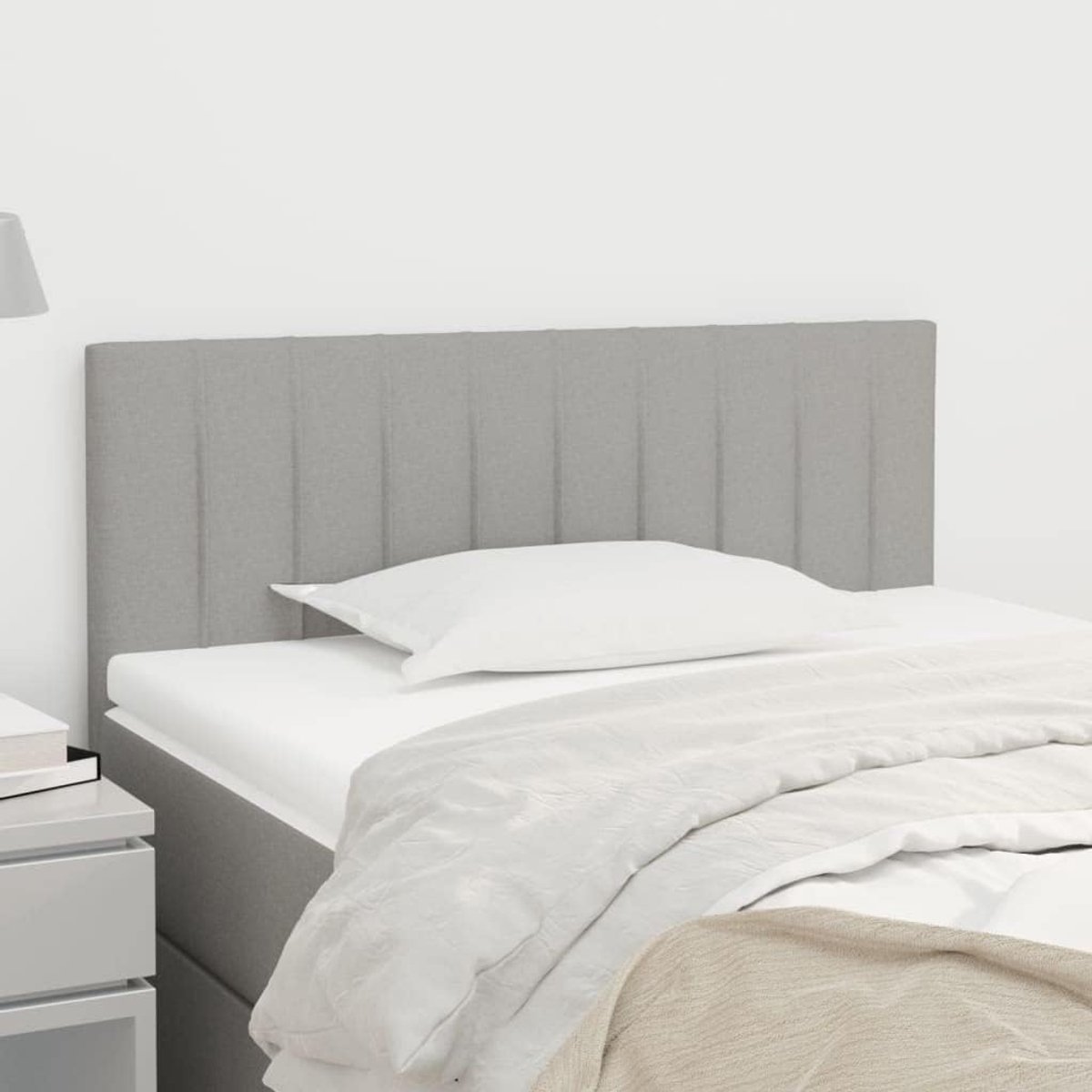 Hoofdeinde voor bed, lichtgrijs, 100 x 5 x 78/88 cm, stof, hoofdeinde, slaapkamer, meubels voor slaapkamer, hotels