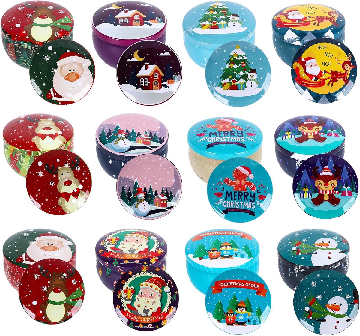 12 stuks kleine kaars tinnen pott mini kerstkaars maken tinnen potten, ronde lege metalen kaars voor droge opslag specerijen, snoep, feestartikelen, bruiloft