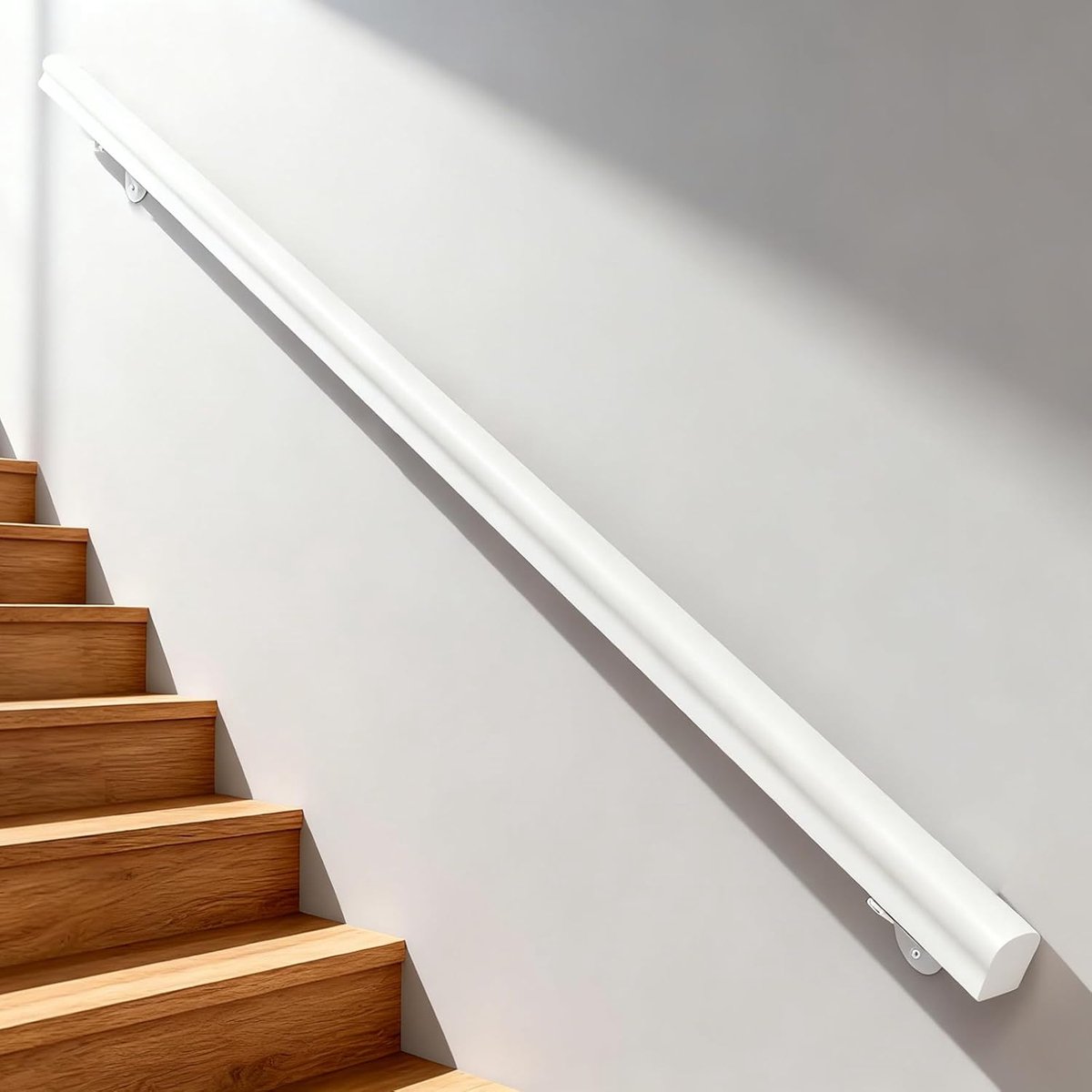 30-600cm houten leuning met beugels, antislip trapleuningen steunstang, tegen de muur ouderen en kinderen loft grijpstang kit voor binnen ziekenhuis thuis (C, 200cm)