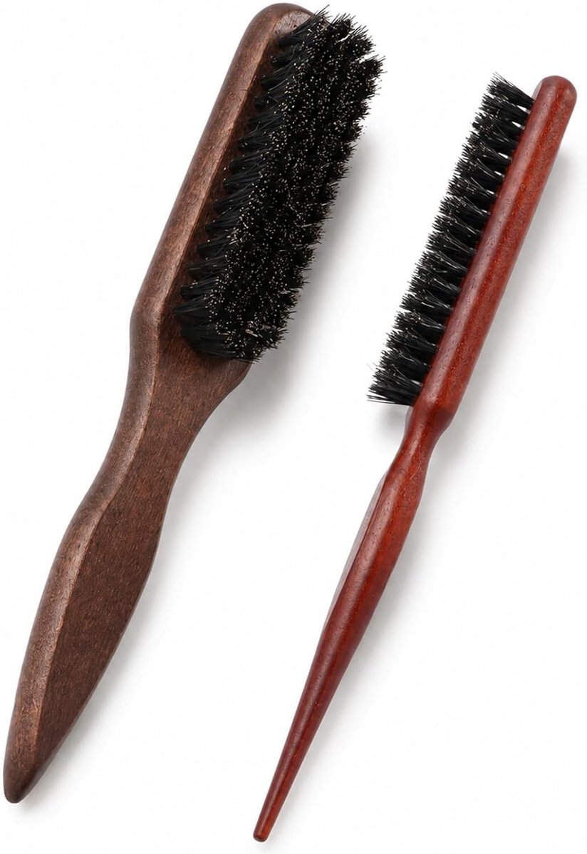 Wilde zwijnenborstels, bruin, antistatische borstel voor zachte haarverzorging, haarbreuk en kroezen, voor baardkam mannen, kappers, dames, baby, kind