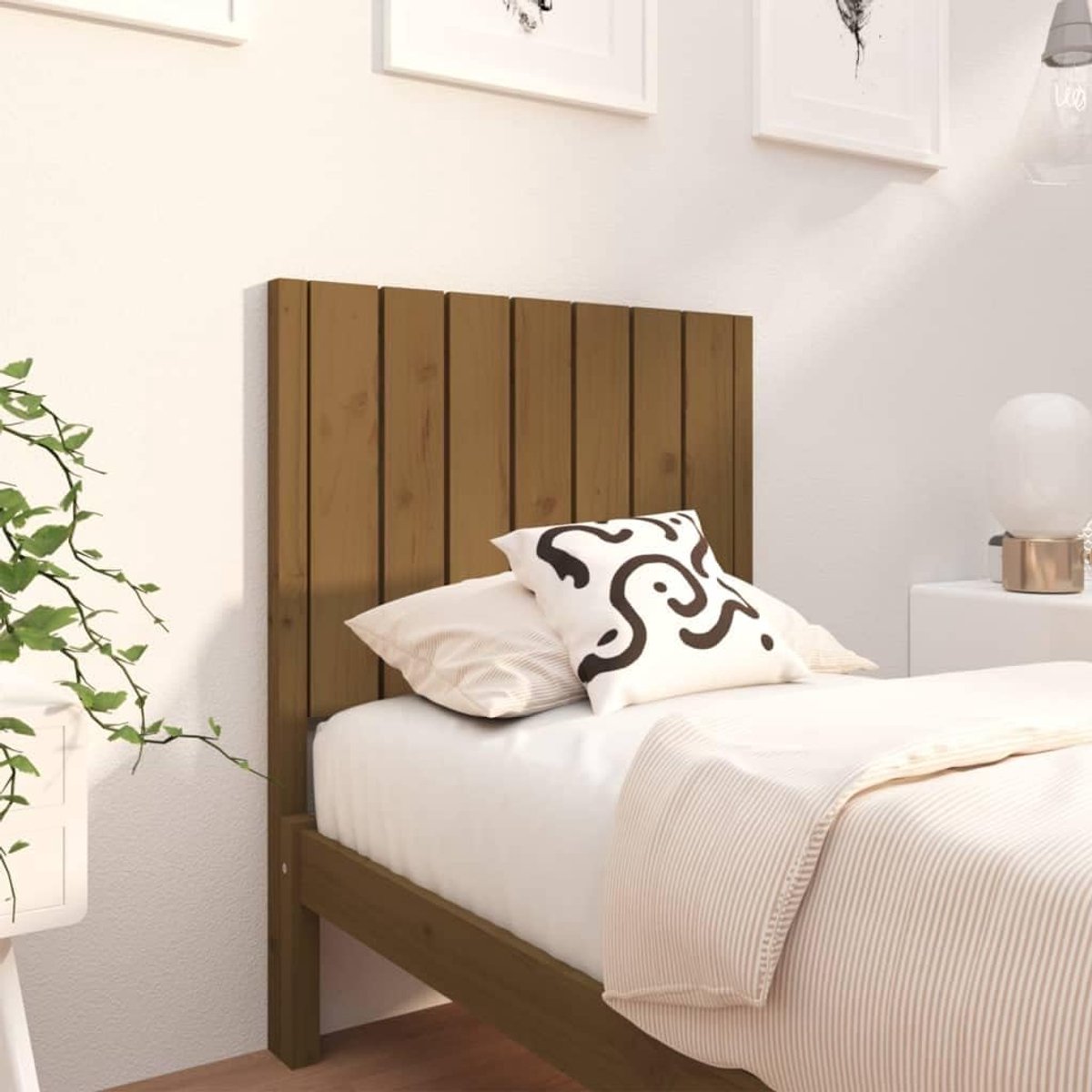 Hoofdeinde bruin, 80,5 x 4 x 100 cm, massief grenen hoofdeinde, hoofdeinde voor slaapkamer, slaapkamermeubels, hotels