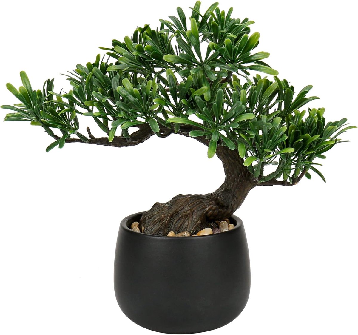 25 cm kunstplant bonsai boom in keramische pot kunstplanten esthetische Japanse bonsai decoratie voor woonkamer slaapkamer badkamer vensterbank decoratie - podocarpus kunstbonsai