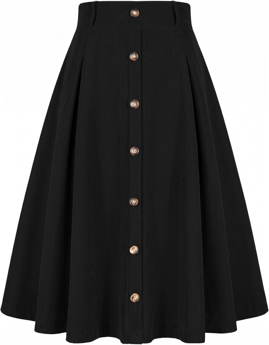 Rok voor dames, hoge taille, herfst, winter, midi-rok, A-lijn, business, corduroy, korte rok, elegant, vintage, swing, vrijetijdsrok met zakken
