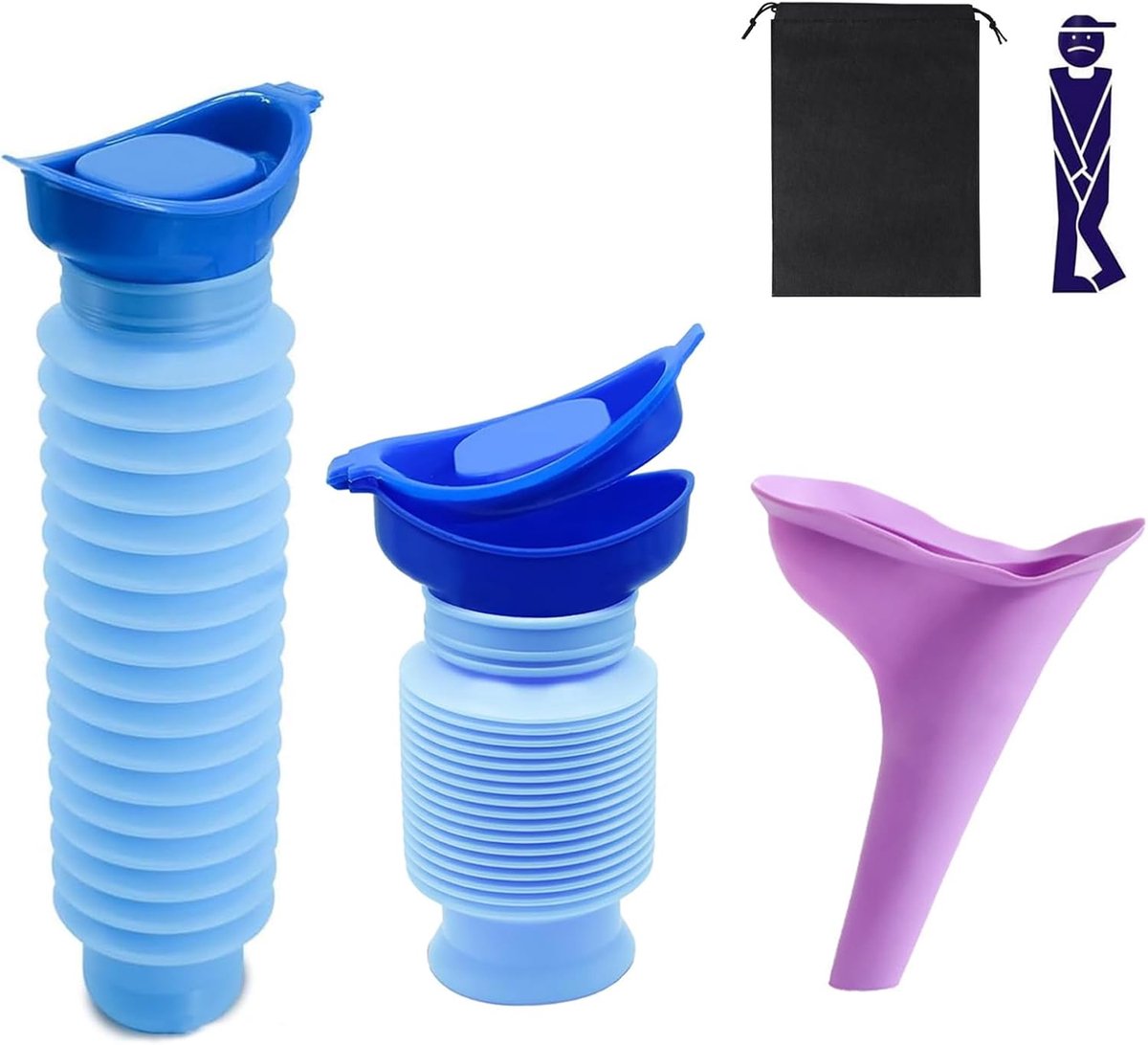 2 stuks urinoir, draagbaar, 750 ml, intrekbaar, herbruikbaar