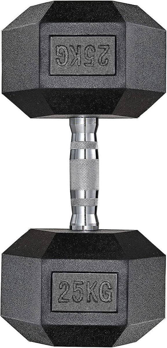 10 kg - 25 kg hexagon duurzaam rubber gietijzer voor krachttraining thuis met ergonomische greep stabiele en veelzijdige halter hex