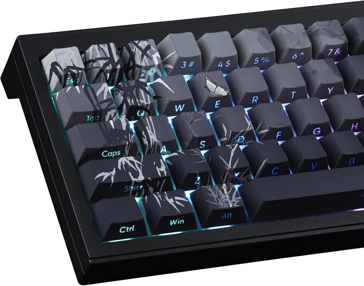 Aangepaste Gradiënt Zijgedrukte Keycaps, 135 Toetsen PBT, Cherry Profile, Dye-Sub Bamboe Zee, voor Cherry MX Schakelaars, ISO/ANSI UK Layout Mechanische