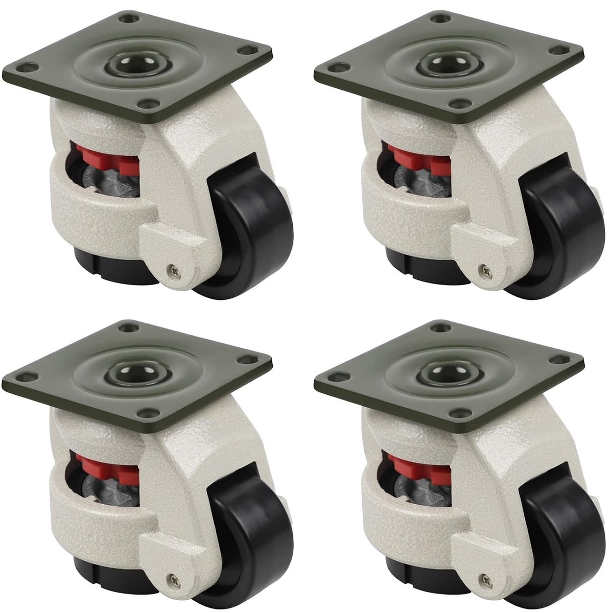 Verstelbare Hoogwaardige Werkbankwielen voor Zware Belasting, Aluminium Roller, 1000 kg Capaciteit, Ideaal voor Werktafels en Meubelverplaatsing