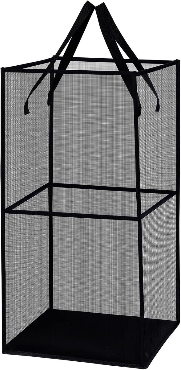 Grote wasmand met dubbele laag, 66 x 33 cm, ideaal voor kleding, wasgoed en organisatie