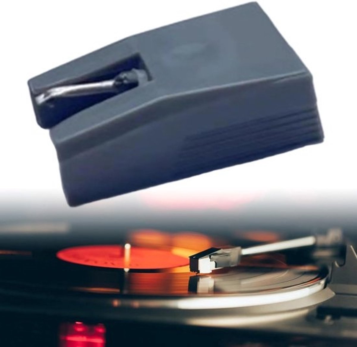 Platenspel naald - Reserve-elementnaald - Voor muziek luisteren - Verbeterde geluidskwaliteit - 2,5 x 1,2 cm - Grijs