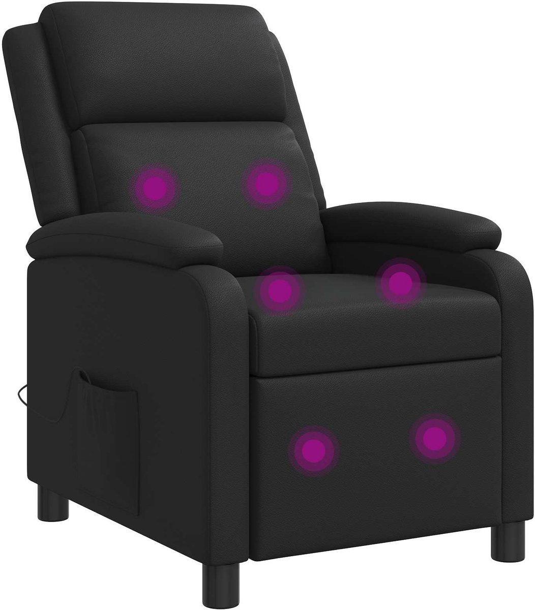 vidaXL Massage - Relaxstoel - Zwart - Kunstleer