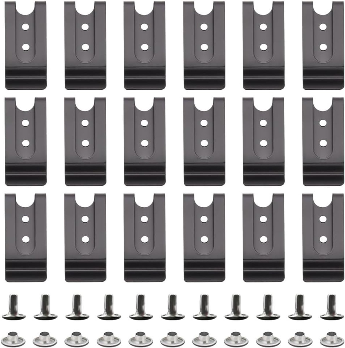 PLIGREAT 18pcs Black Metal Belt Clip Spring Buckle Hook Belt Clip Double Holes Belt Clip with 36 Pairs Rivets for - ShopVlot