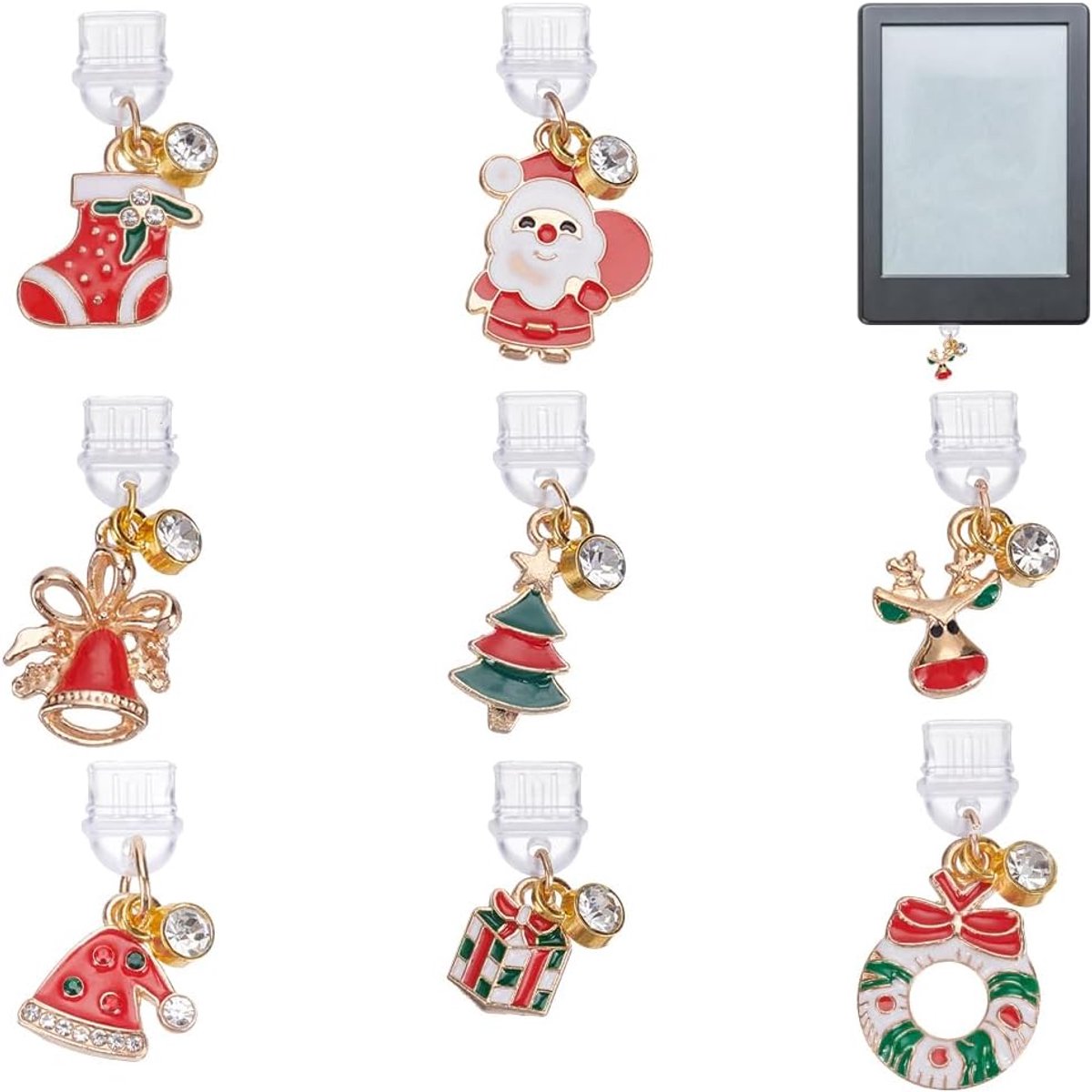 PLIGREAT 8pcs Christmas Charm Anti-Dust Plug Compatible with USB Type C Charging Port Anti-Dust Plugs Christmas Tree - ShopVlot