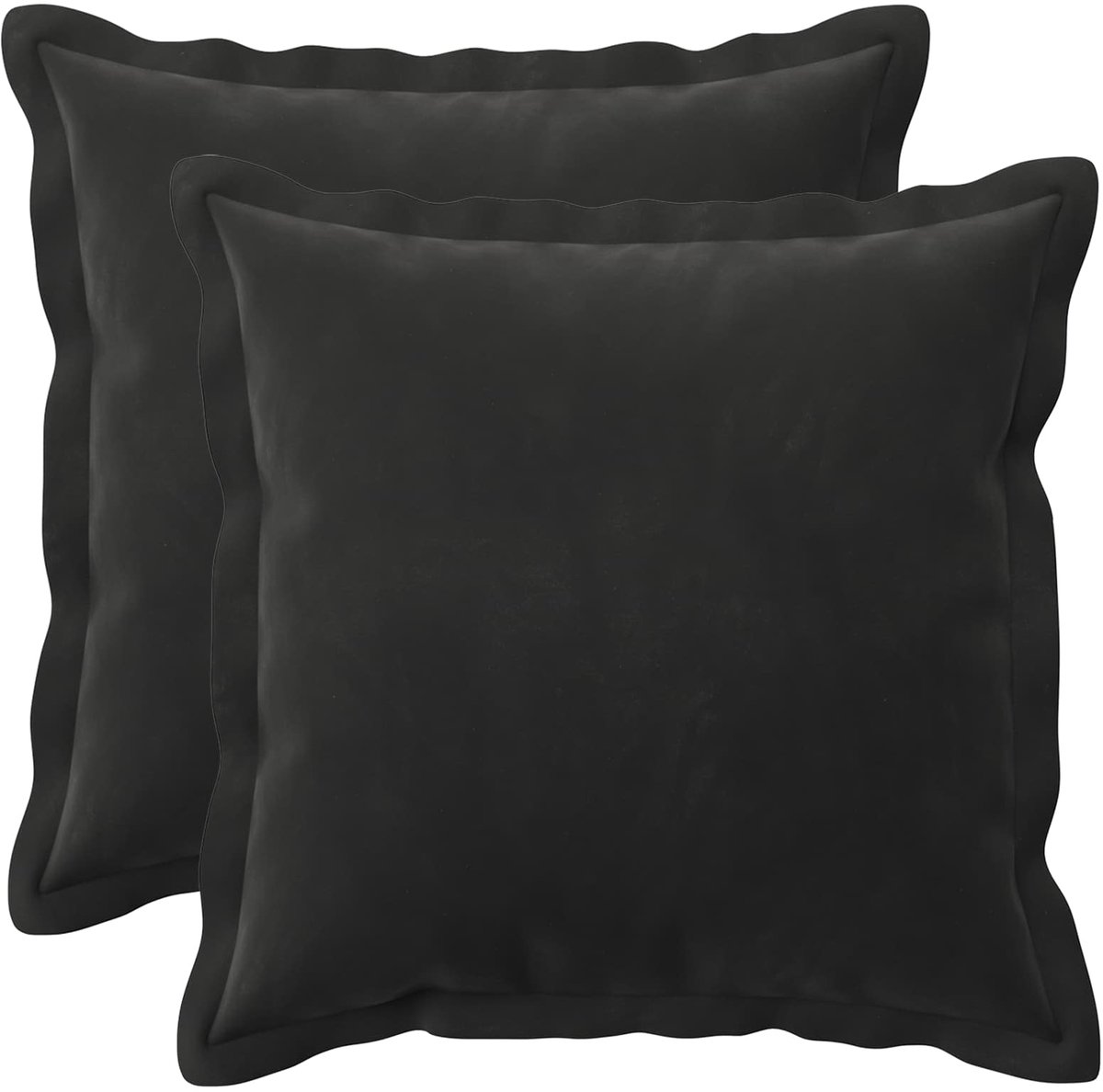 vidaXL Dekenkussen - 2 - st - HOUTEN - Zwart - 40 - x - 40 - cm - fluweel