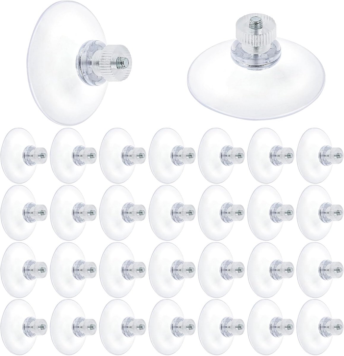 Zuignappen met M4-schroefdraad, diameter 45 mm, zuignappen voor ramen met 30 stuks kartelmoeren, transparante pvc-zuignappen voor ramen en muren