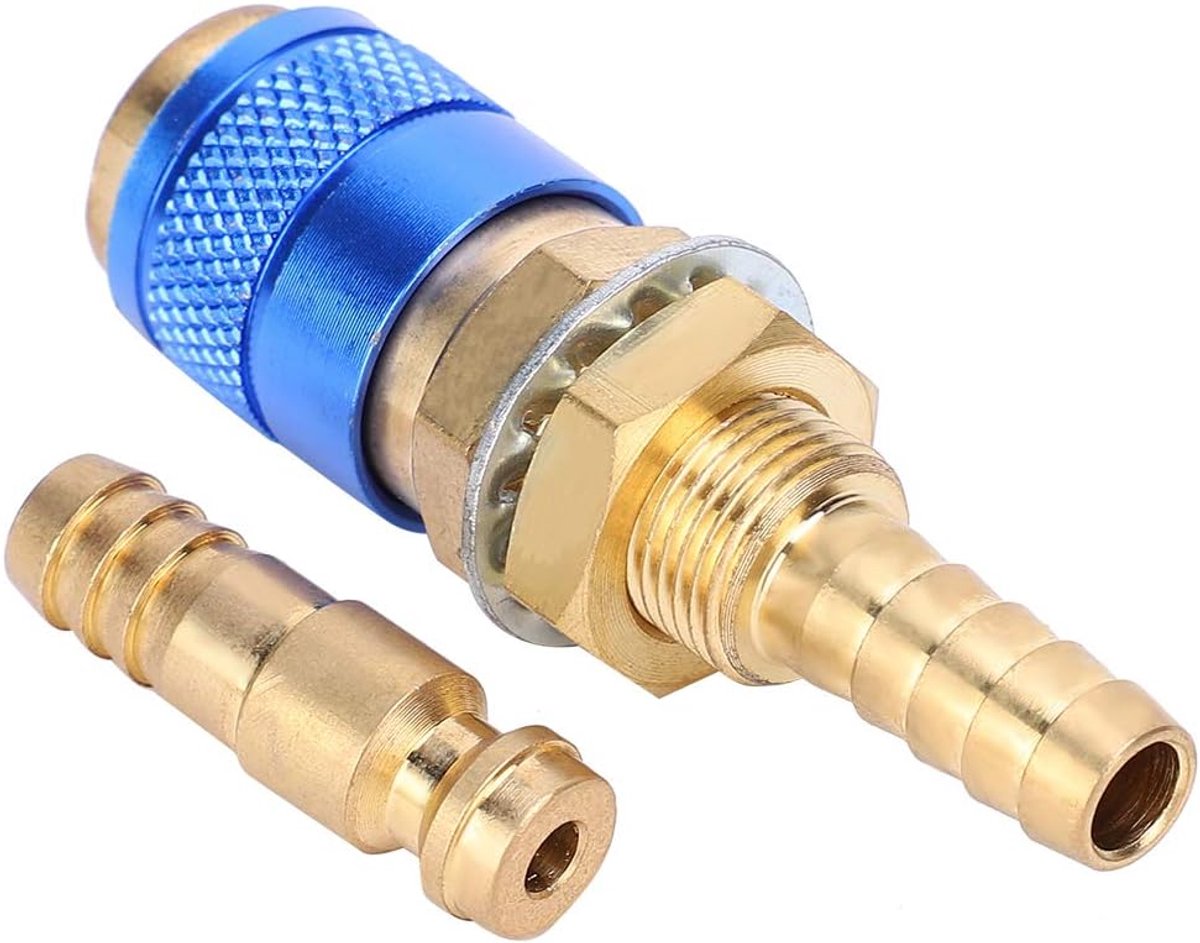 8mm Snelkoppeling Watergekoelde MIG TIG Lasbrander Adapter Set Gasconnector Blauw voor Lasser Toebehoren Montage Kit