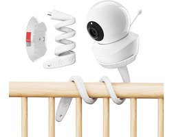 Babyfoon-houder, compatibel met Babysense HD S2, 40 cm, siliconen aankleedhouder met metalen kern en 1/4 inch schroefdraad, zonder boren, voor babybed/kinderbed en babykamer, wit