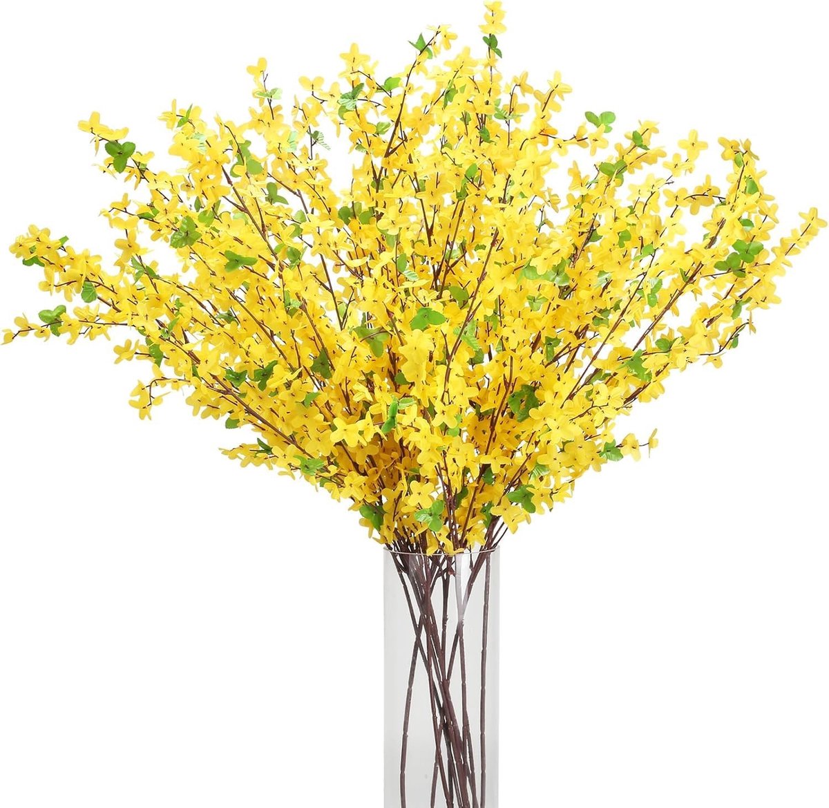Forsythienzakjes, 4 stuks, 60 cm, geel, lentebloemen, kunstbloemen, takken, paastakken, decoratie, paastakken - ShopVlot