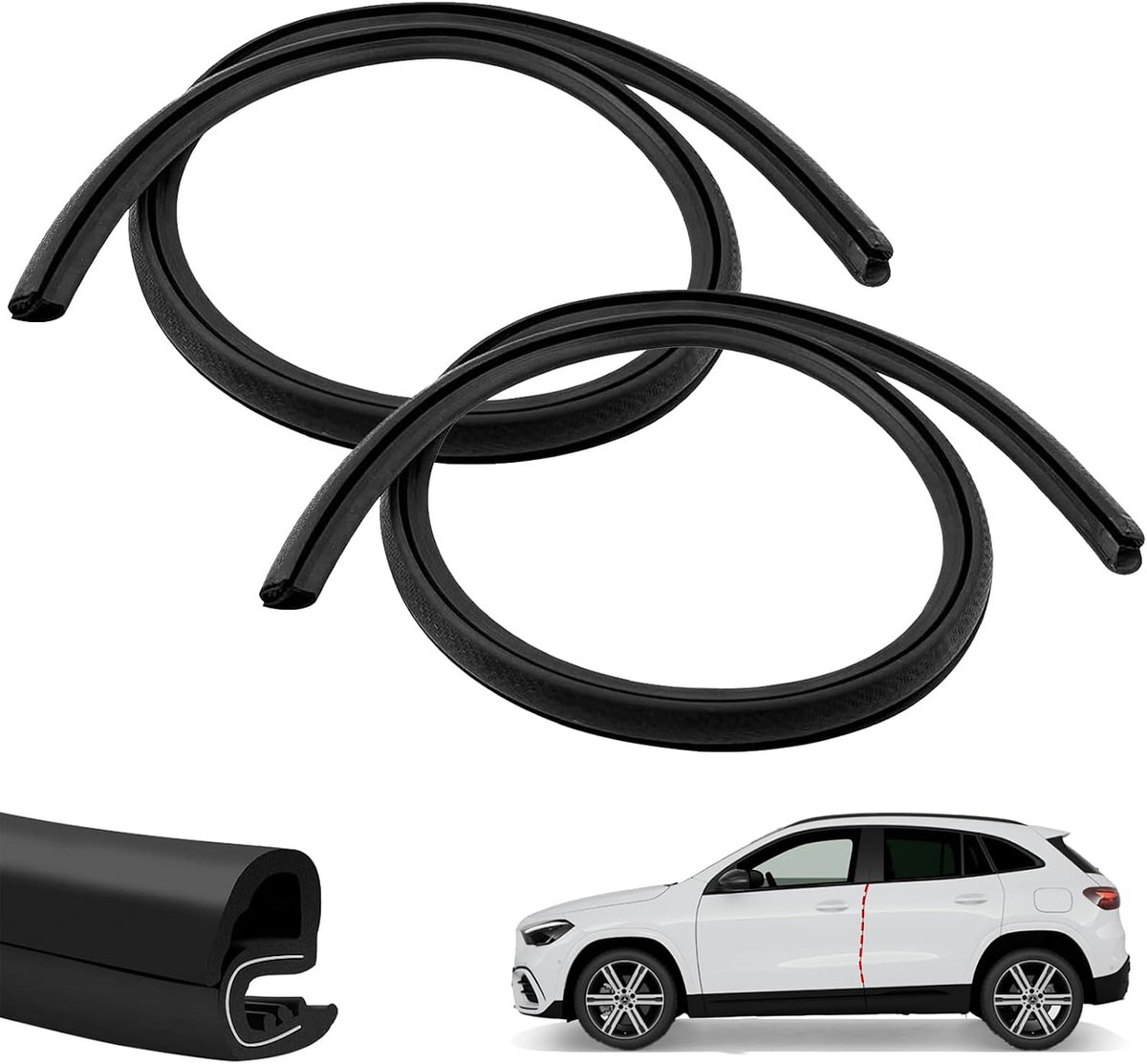 2 stuks B-zuilafdichtingen, D-vormige geluiddichte rubberen randbekleding, windscherm, geluidsisolatie & waterdichte - ShopVlot