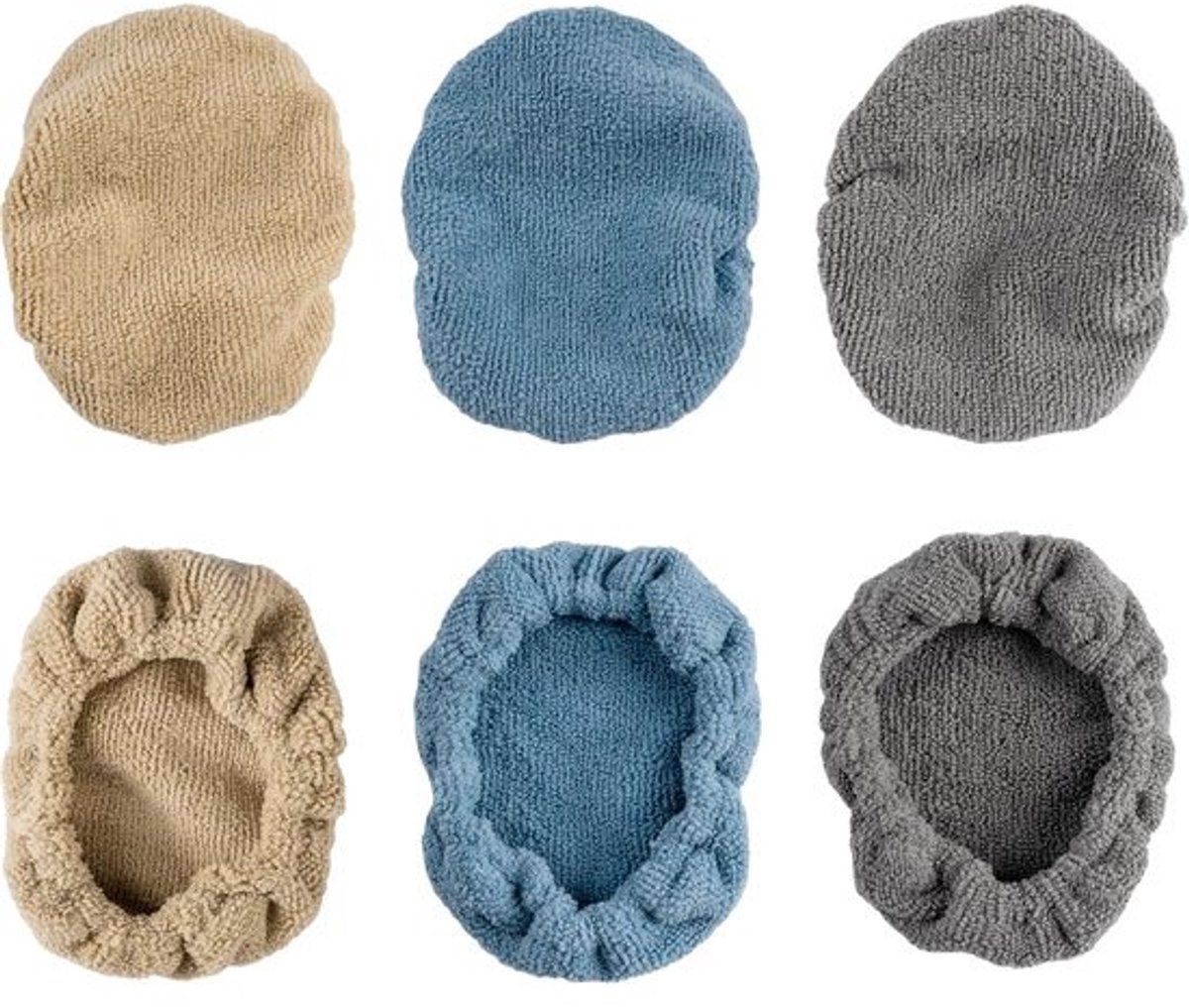Microvezelreinigingscovers - voor ruitenreiniging - 6-pack - Stofvrij - Multifunctioneel - Past op gereedschap van 10 x 15 cm - Blauw/grijs/groenblauw
