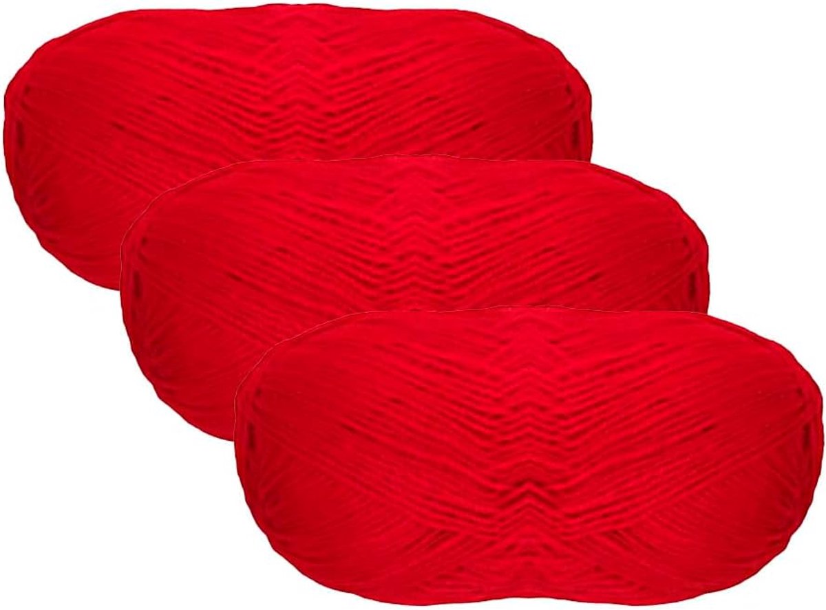 Wol (100 g - 365 m), wol voor haken en breien, acrylwol, breiwol, breiwol (3, rood)