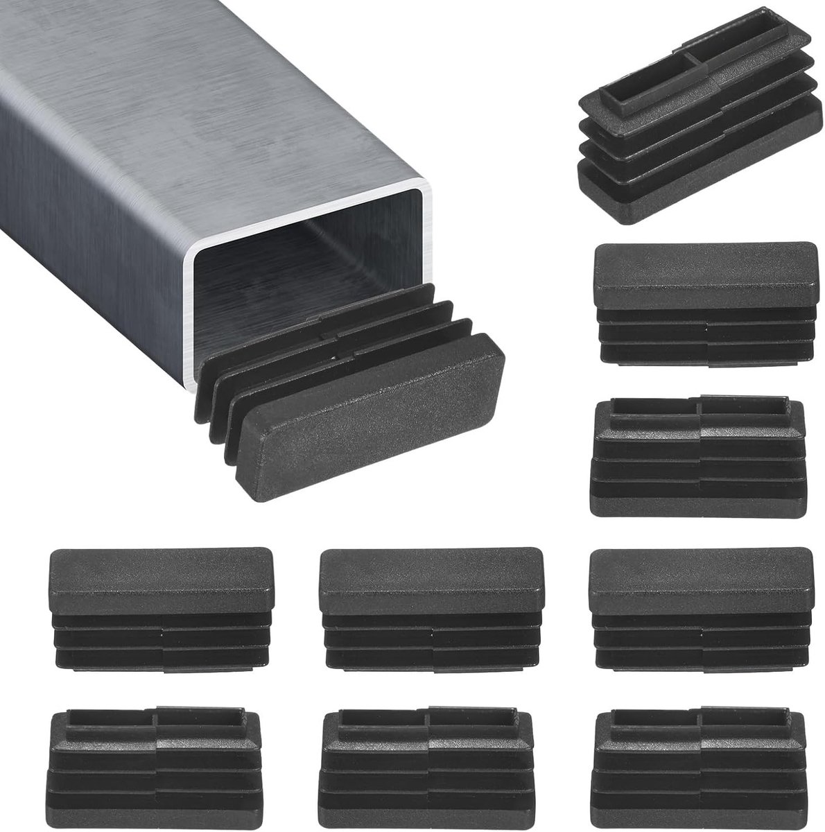 Set van 10 Plastic Tube Caps 13 x 38mm voor Stoelen, Fitnessapparatuur en Vloerbescherming - Ideaal als Inzetstukken en Glijders