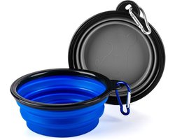 2 Stuks Vouwbare Hondenbakken met Flesdrager - Reis Hondenwaterbak, Silicone Vouwbare Voerbak, Draagbare Pet Feeder voor Honden en Katten