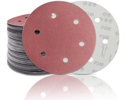 Tools Schuurschijven, 225 mm, 20 stuks, cirkelvormige schuurschijven, schuurpapier, 6 gaten, schuurpapier voor droge schuurmachines, giraffe (korrel 150)