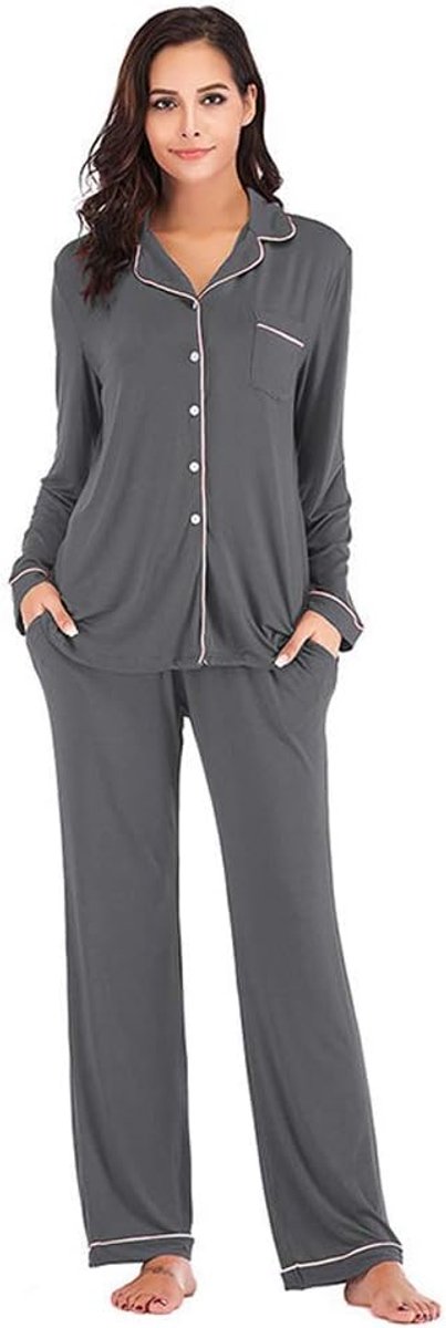 Pyjama Set voor Vrouwen Super Zachte Lange Mouw Nachtkleding Dames Button Down Nachtkleding Loungewear PJ Set