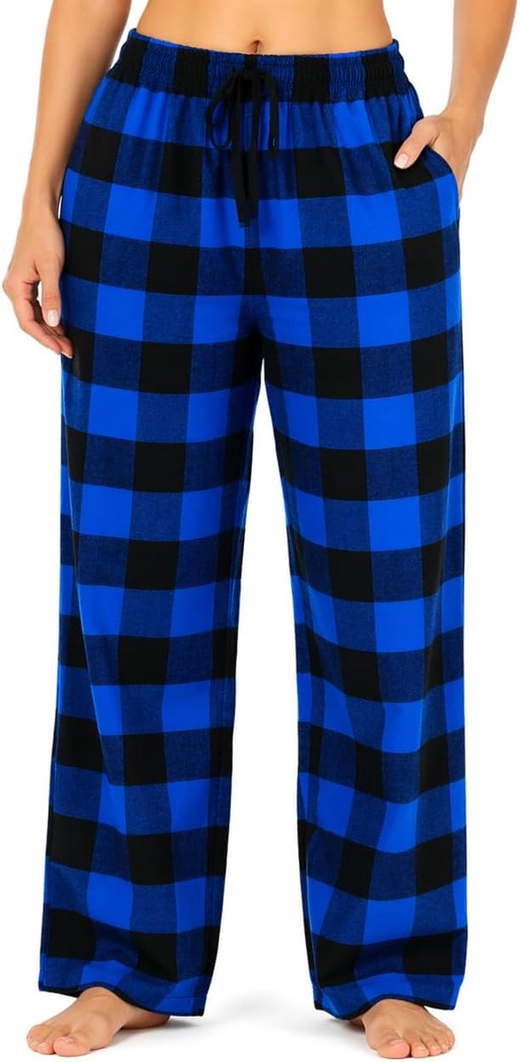 Flanellen Pyjamabroek 100% Katoen, Geruit, Zacht & Ademend, Met Trekkoord & Zakken Winter Slaapkleding