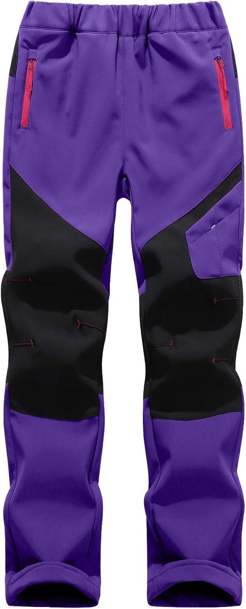 Softshellbroek voor kinderen, winter, outdoorbroek, fleece gevoerde sneeuwbroek, kinderen, waterdicht, 110-170