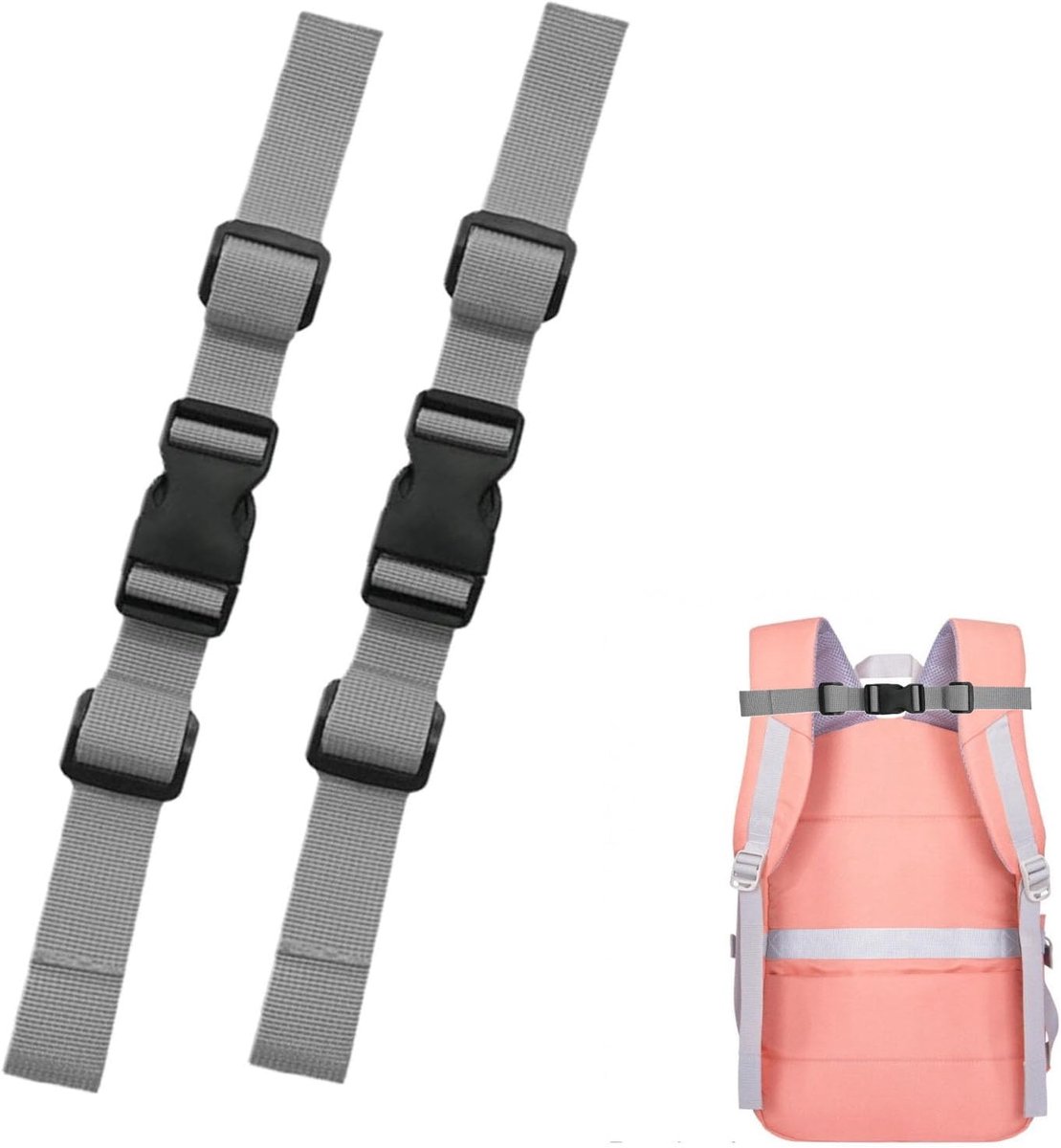 Borstriem, borstband voor schooltas, verstelbare rugzak, zware schouderbanden, nylon borstband met gesp