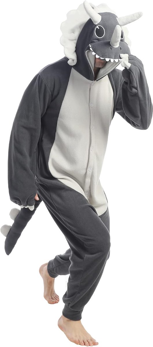 Dressfan Dierlijke triceratops drakenkostuum, draak, jumpsuits, draak, Kerstmis, pyjama's, cosplay, Halloween, pyjama voor volwassenen, jongeren en kinderen