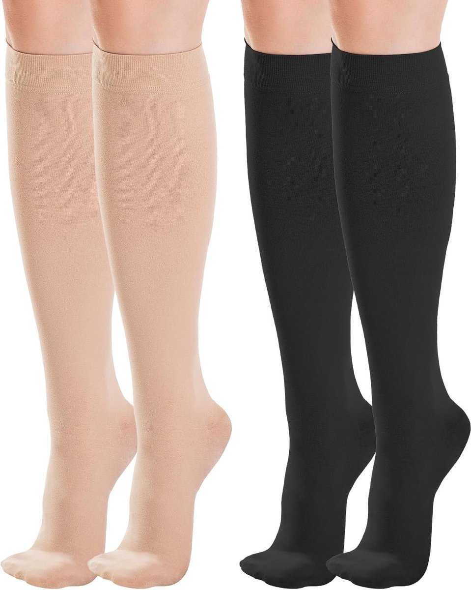 Sokken 20-30 mmHg (Klasse 2), Steunkousen voor Spataderen, Doorbloeding & Zwelling, Unisex voor Zwangerschap, Hardlopen & Verpleegkundigen