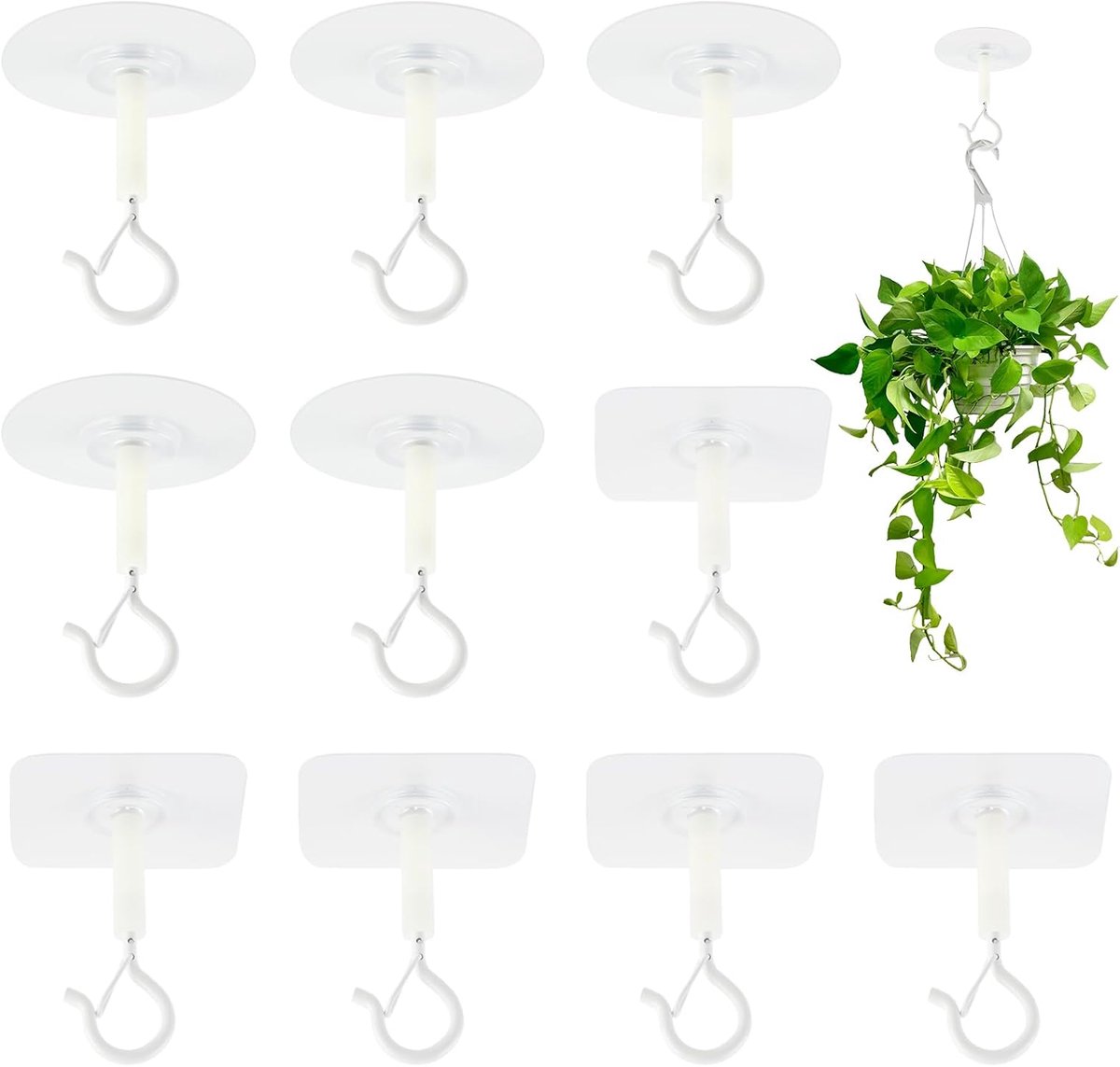 Ceiling Hooks 10 Stuks - Transparante Zelfklevende Haken - RVS Haak - Voor Decoratie zonder Boren - ShopVlot