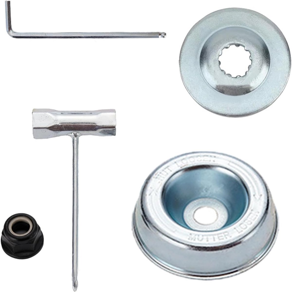 SnelShoppen - 5 stuks Accessoires voor Bosmaaier, Grastrimmer Adapter, Bevestigingsset voor Grasmaaier, Metalen Lemmet en Moeren, Vervangingsset voor