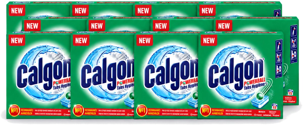 12 x Calgon - Wasmachinereiniger - Tegen Kalk - 15 Tabletten - Voordeelverpakking - 12 stuks