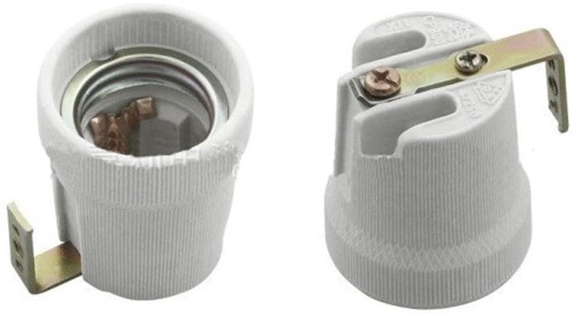 E27 lampfitting met montagebeugel - keramisch - 250V 4A - voor standaard LED lampen - ShopVlot