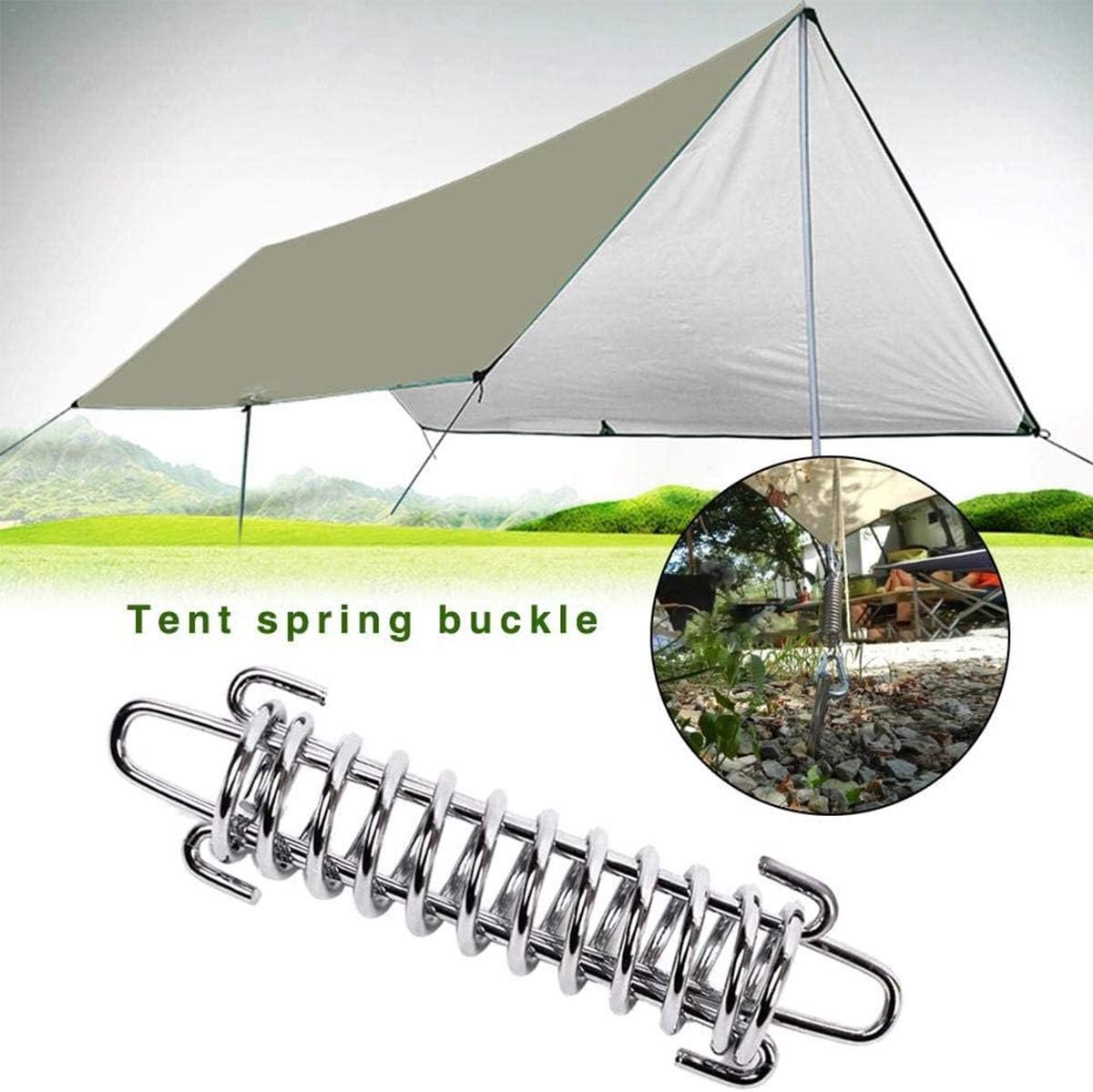 Dailygoods- Trekveer 4 Stuks Roestvrij Staal - Bevestigingsveer - Tentspanner - Luifelaccessoires - Karabijnhaak - Duurzaam en sterk