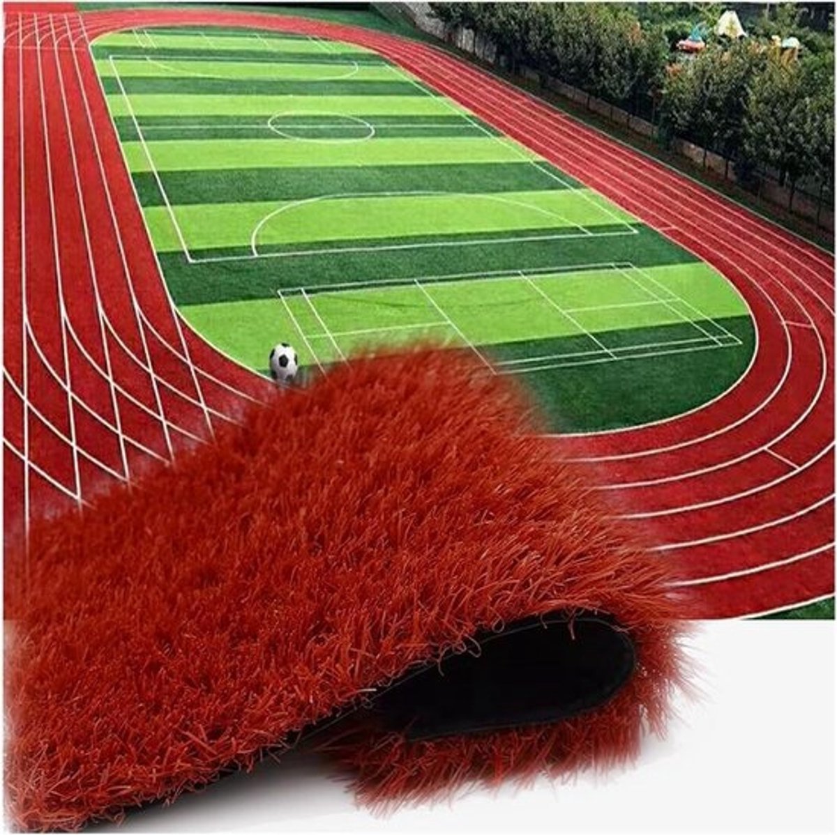 Synthetisch grastapijt voor buiten met drainagegaten - Voor speeltuin met antislip achterkant - Gazonrollen van kunstgras tapijt (50 x 200 cm)