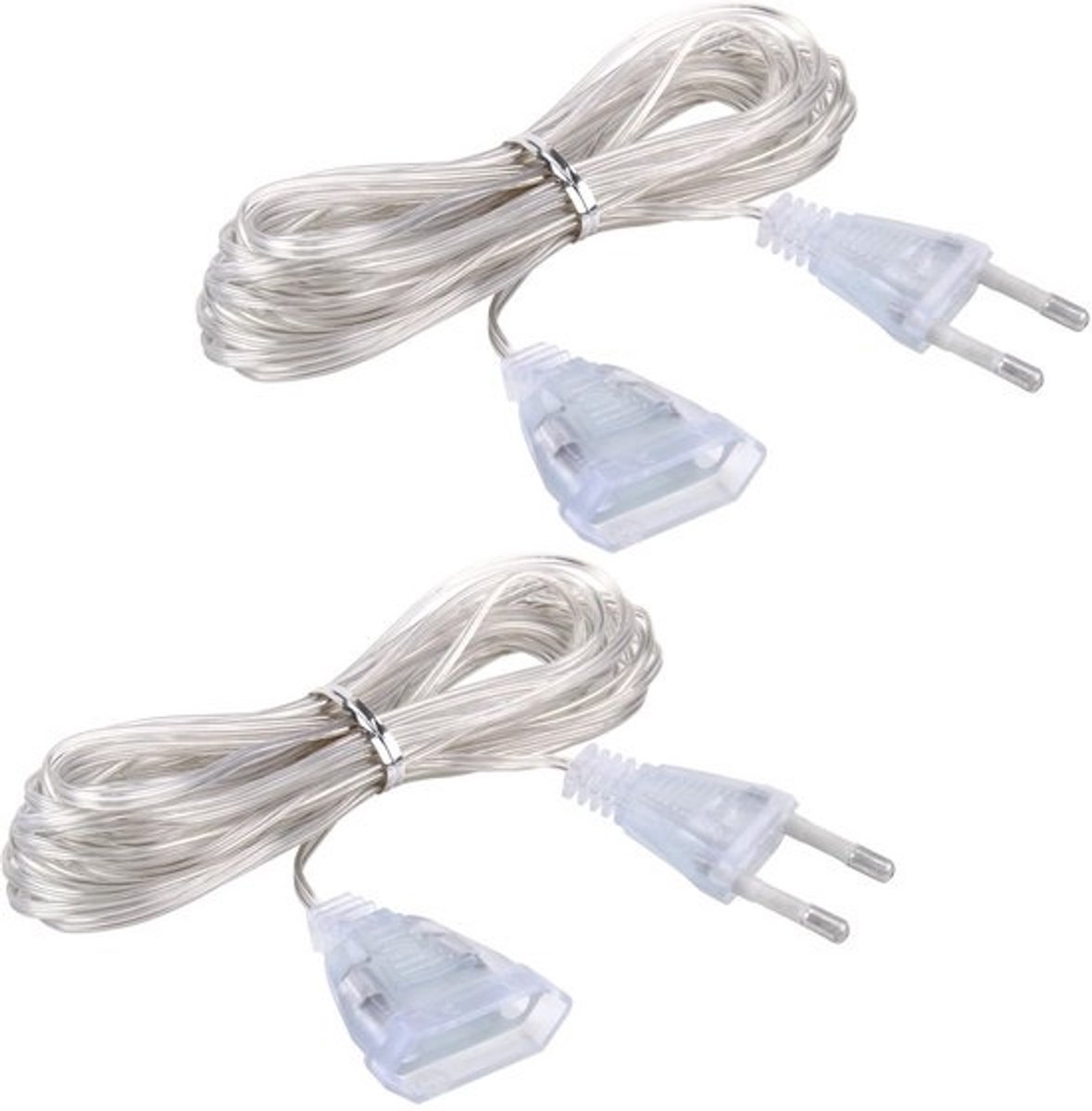 Livia Home - Transparante verlengkabels - 5 meter - Dunne, flexibele kabel - Ideaal voor laag energieverbruik - Veilig en discreet - Set van 2