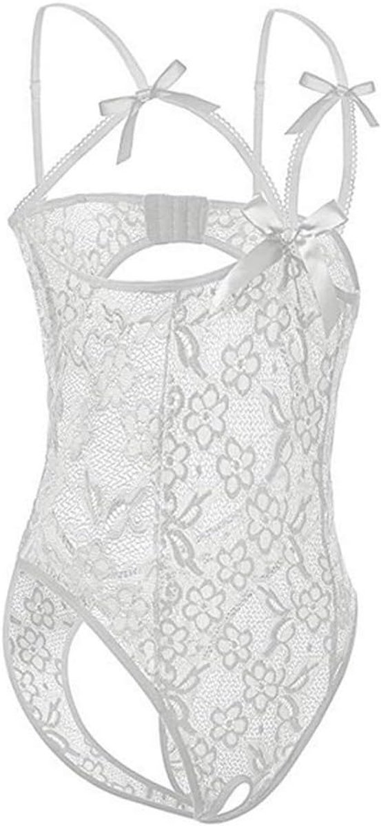 Lingerieset kant satijn babydoll transparant grote maat dames korset transparant open rug charme nachtkleding A62