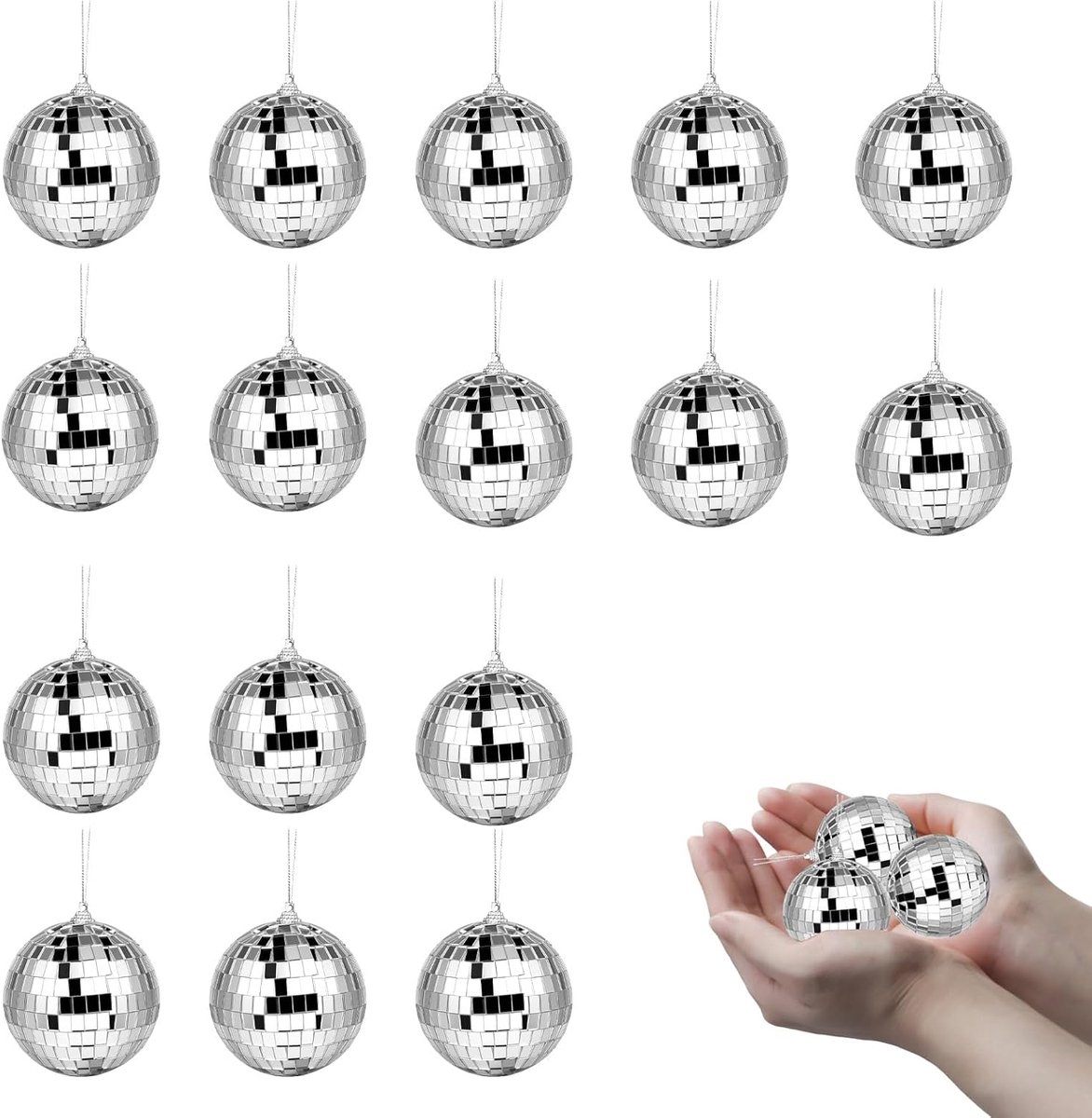 Disco Ball,Zilveren Hangende Disco Bal Decoraties (3cm-16p)